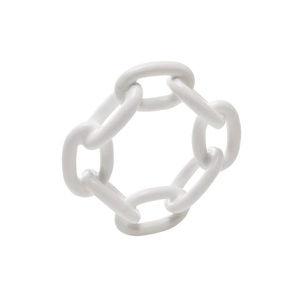 Enamel Chain Link Napkin Ring in White