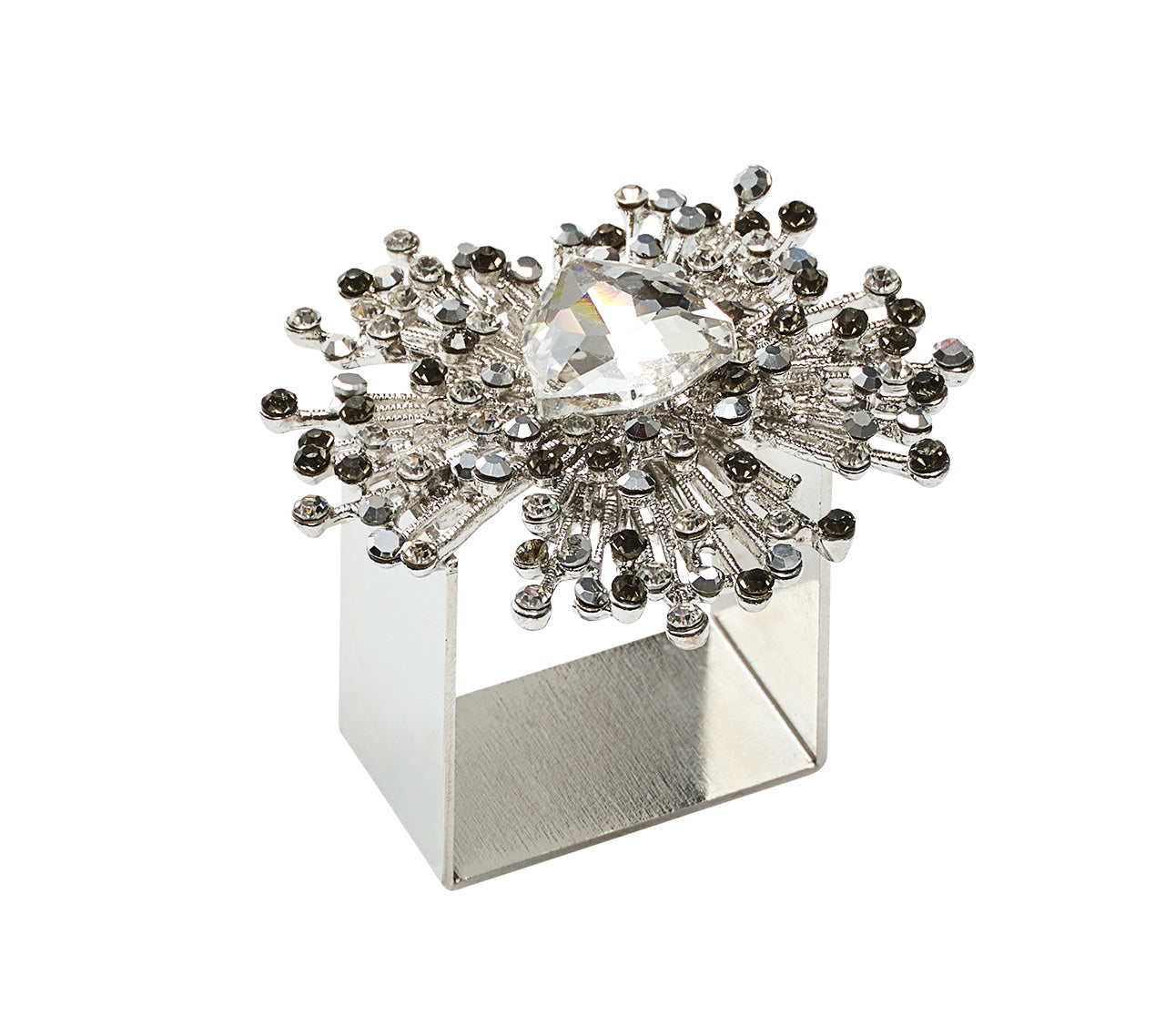 Gem Burst Napkin Ring in Crystal & Silver by Kim Seybert