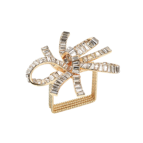 Jeweled Bow Napkin Ring in Gold & Crystal