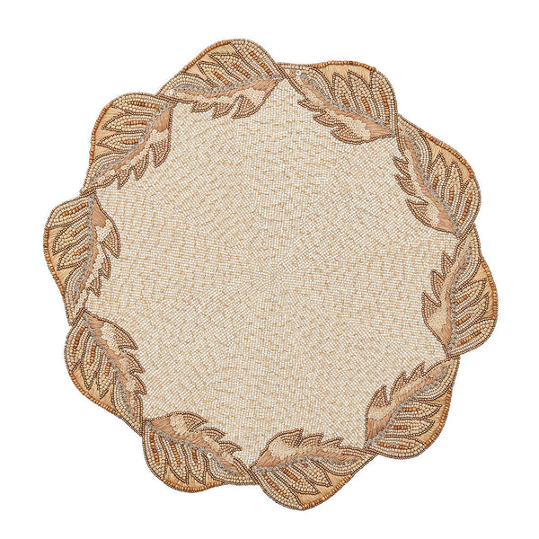 Winding Vines Placemat in Ivory, Natural & Gold