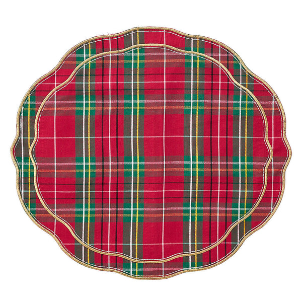 Trad Plaid Placemat in Red, Green & Gold