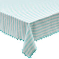 Linea Tablecloth in White & Seafoam by Kim Seybert