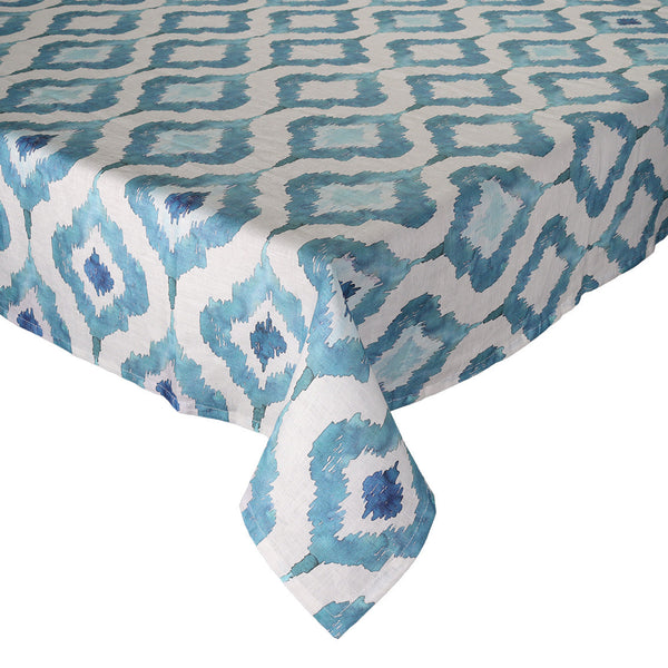 Watercolor Ikat Tablecloth in Blue