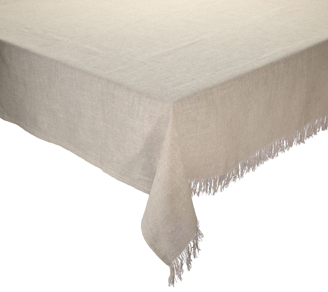 Fringe Tablecloth in Natural & Silver