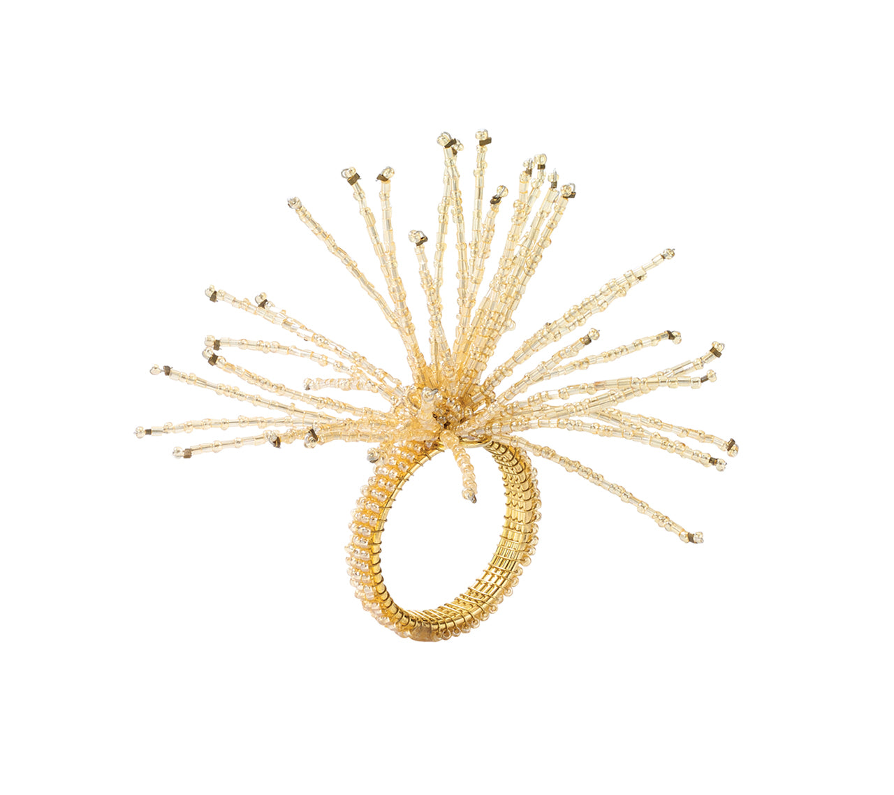 SPIDER BEAD BURST NAPKIN RING in Champagne - Pioneer Linens
