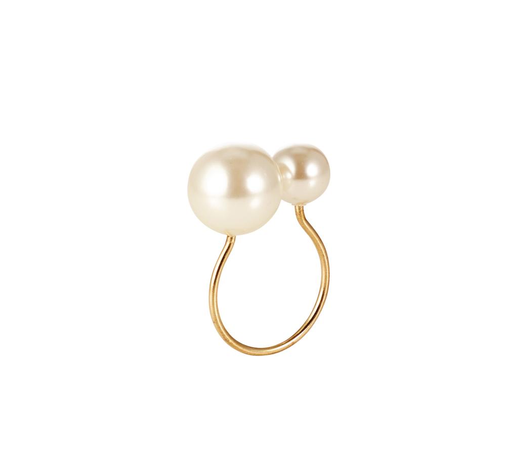 PEARL NAPKIN RING IN IVORY & GOLD - Pioneer Linens