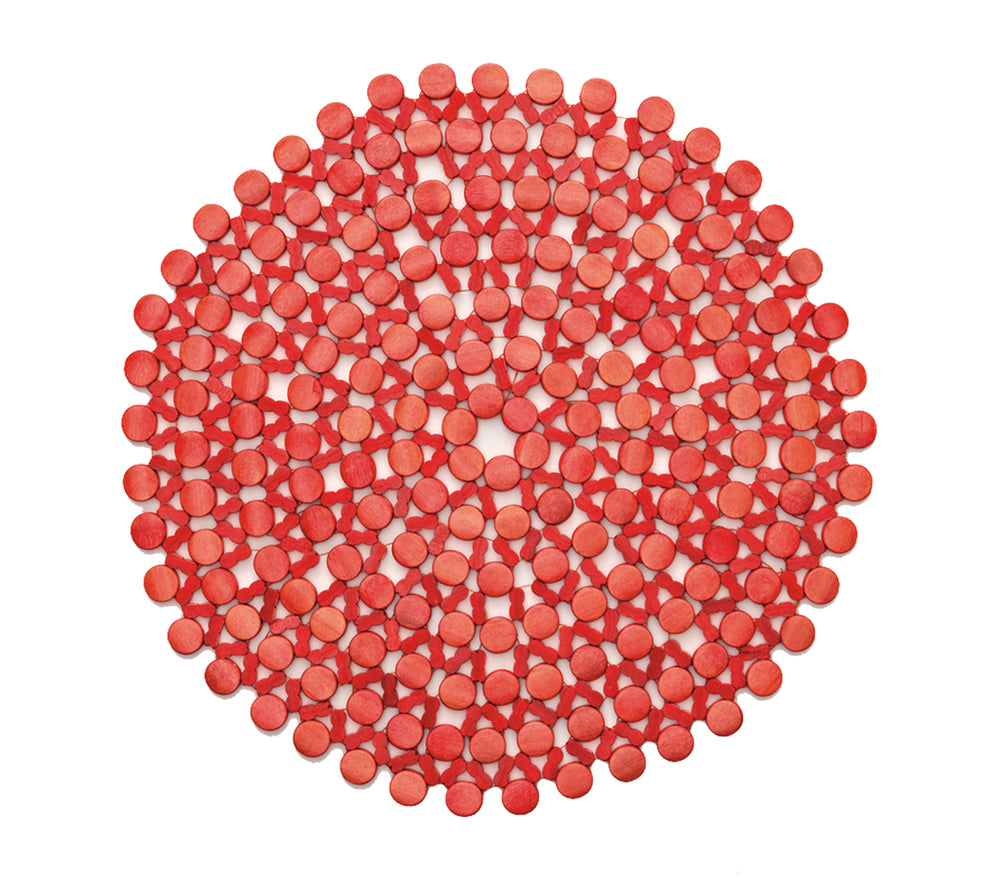 ROUND BAMBOO PLACEMAT IN CORAL - Pioneer Linens