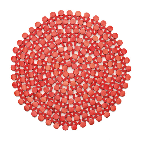 ROUND BAMBOO PLACEMAT IN CORAL