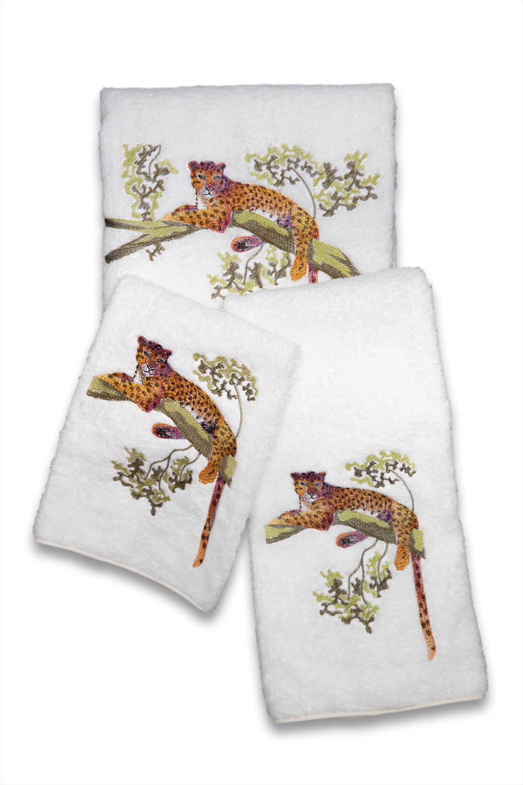 Tree Jaguar On White Towels - Pioneer Linens