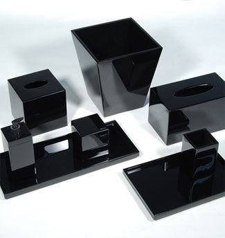 Black Lacquer Vanity Set - Pioneer Linens